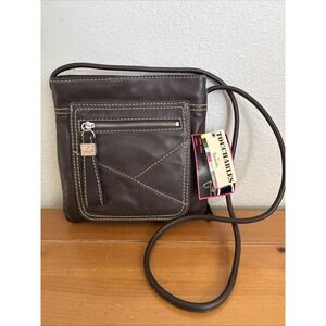 NWT Tignanello Crossbody Purse Pebbled Leather Dark Brown Organization Travel